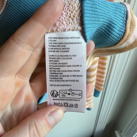 Free People We The Free Striped Oversized Pullover Sweatshirt Pink Tan Blue L - Picture 6 of 10